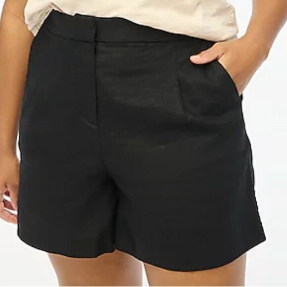 J. Crew Factory Elastic-back linen-blend pleated short in black NWT - Picture 4 of 14